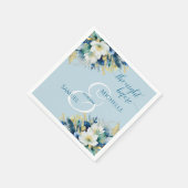 ダスティブルー金ゴールドグリッターフローラ前夜 スタンダードカクテルナプキン (角)