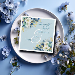 ダスティブルー金ゴールドグリッターフローラ前夜 スタンダードカクテルナプキン