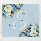 ダスティブルー金ゴールドグリッター結婚フローラ ビールラベル (シングルラベル)