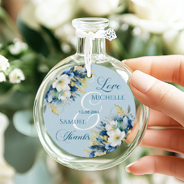 ダスティブルー金ゴールドグリッター結婚フローラ フェイバータグ