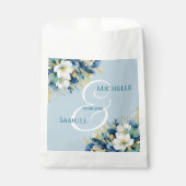 ダスティブルー金ゴールドグリッター結婚フローラ フェイバーバッグ (正面)