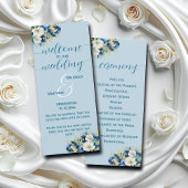 ダスティブルー金ゴールドグリッター結婚式プログラム