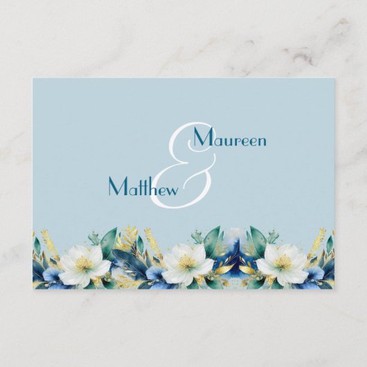 ダスティブルー金ゴールドグリッターQRコード結婚の詳細 エンクロージャーカード (裏面)