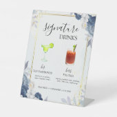 ダスティブルー金ゴールドフローラシグネチャードリンク結婚ズバー 台座サイン (正面)