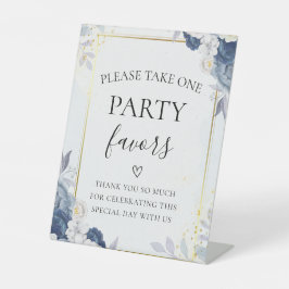 ダスティブルー金ゴールドフローラ結婚披露宴サイン 台座サイン