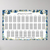 ダスティブルー金ゴールドフローラ29テーブ結婚ルの座席 ポスター (正面)