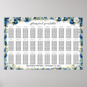 ダスティブルー金ゴールドフローラ30テーブ結婚ルの座席 ポスター (正面)