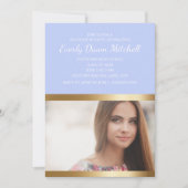 ダスティブルー金ゴールドホワイトストライプ卒業パーティー セーブザデート (正面)