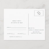 ダスティブルー金ゴールドミニマリスト結婚書道 インビテーションポストカード (裏面)