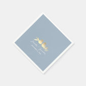 ダスティブルー金ゴールドラブバ結婚ーズ スタンダードカクテルナプキン (角)