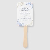 ダスティブルー金ゴールド幾何学的ピンクフローラ結婚ズ ハンドファン (正面)