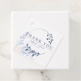 ダスティブルー金ゴールド幾何学的ピンクフローラ結婚ズ フェイバータグ