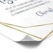 ダスティブルー金ゴールド水彩フローラミモサバー標識 ポスター (角)