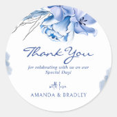 ダスティブルー金ゴールド素朴グリッター結婚サンキュー ラウンドシール (正面)