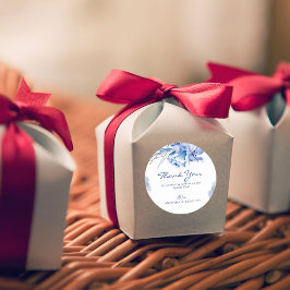 ダスティブルー金ゴールド素朴グリッター結婚サンキュー ラウンドシール