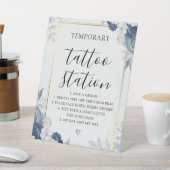 ダスティブルー金ゴールド結婚フローラの入れ墨 台座サイン (インサイチュ)