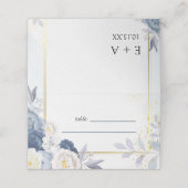 ダスティブルー金ゴールド結婚フローラ プレイスカード (外部開封)
