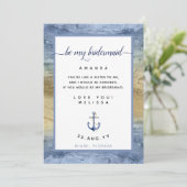 ダスティブルー金ゴールド花嫁プロポーザル航海のカード 招待状 (スタンド正面)