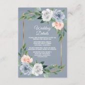 ダスティブルー金ゴールド赤面ピンクピーチエレガントな結婚式 エンクロージャーカード (正面)