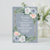 ダスティブルー金ゴールド赤面ピンクピーチエレガントな結婚式 エンクロージャーカード (スタンド正面)