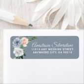 ダスティブルー金ゴールド赤面ピンクピーチフローラ結婚ズ ラベル (インサイチュ)