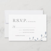 ダスティブルー離れズミニマリストシック結婚式RSVP 招待状 (正面)