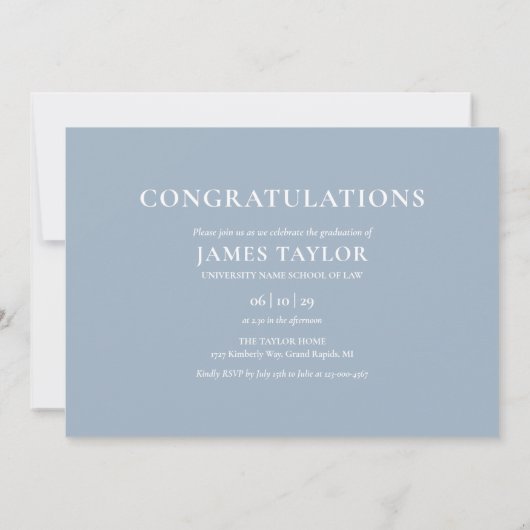 ダスティブルー3写真法学校卒業パーティーInv 招待状 (裏面)