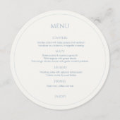 ダスティブルー&アイボリーモノグラムのラウンド結婚のメニュー メニュー (正面)