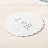 ダスティブルー&アイボリー | シンプルシック・カップル ペーパーコースター (アングル)