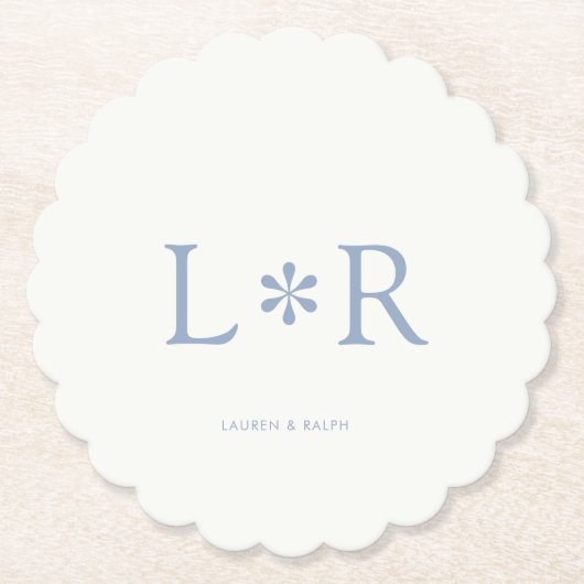 ダスティブルー&アイボリー | シンプルシック・カップル ペーパーコースター (正面)