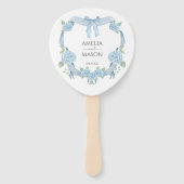 ダスティブルー アジサイ クレスト 水彩 結婚式 ハンドファン (裏面)