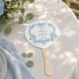 ダスティブルー アジサイ クレスト 水彩 結婚式 ハンドファン
