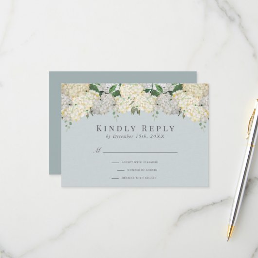 ダスティブルー アジサイ 結婚式 RSVP (正面/裏面インサイチュ)