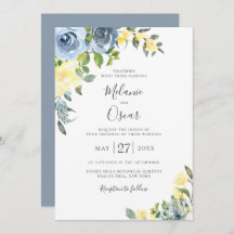 ダスティブルー&イエローボタニカルフローラ結婚ズ