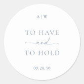 ダスティブルー ウェディングステッカー – TO HAVE AND TO HOLD ラウンドシール (正面)