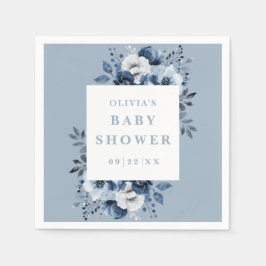 ダスティブルー エレガント カントリー フラワーベビーシャワー スタンダードカクテルナプキン