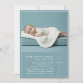 ダスティブルー《キリスト教》洗礼式や命名式フォト男の赤ちゃんバプテスマ 招待状 (正面)
