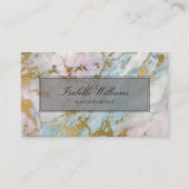 ダスティブルー  ギルデッドゴールド レインボーマーブル アゲート 名刺 (正面)