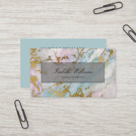 ダスティブルー ギルデッドゴールド レインボーマーブル アゲート 名刺