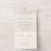 ダスティブルー&クリームベージュミニマル結婚リスト オールインワン招待状 (内側)