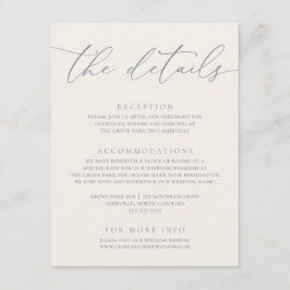 ダスティブルー&クリームベージュモダンミニマル結婚リスト エンクロージャーカード