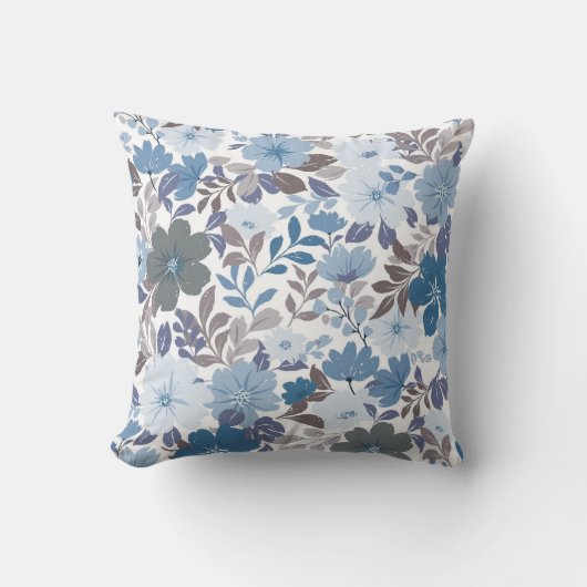 ダスティブルー&グレーウィンタースカイフローラ クッション (正面)