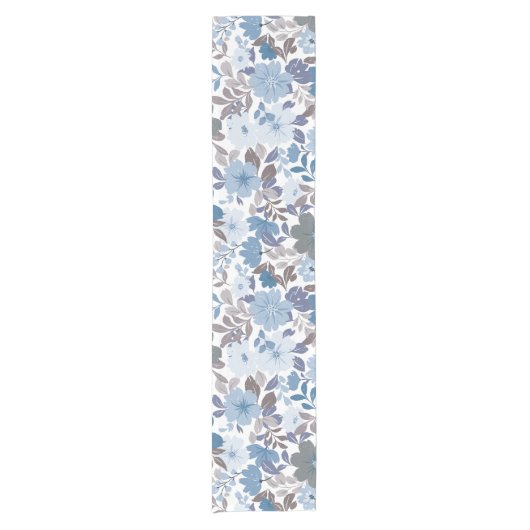 ダスティブルー&グレーウィンタースカイフローラ ショートテーブルランナー (正面)