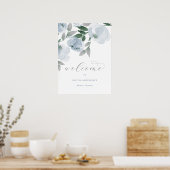 ダスティブルー&グレーウォーターカラーブライダルシャワーへようこそ ポスター (キッチン)