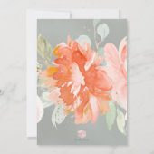 ダスティブルー+コーラルウォーターカラーフラワーズバルミツワー 招待状 (裏面)