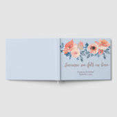 ダスティブルー&コーラルピンクウォーターフローラ結婚ズ ゲストブック (全面)