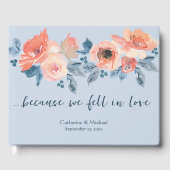 ダスティブルー&コーラルピンクウォーターフローラ結婚ズ ゲストブック (正面)