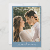 ダスティブルー&コーラルピンクウォーターフローラ結婚ズ サンキューカード (裏面)