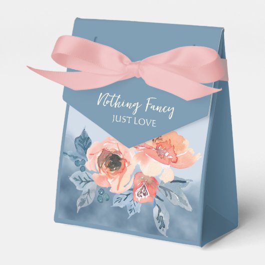 ダスティブルー&コーラルピンクウォーターフローラ結婚ズ フェイバーボックス (正面サイド)