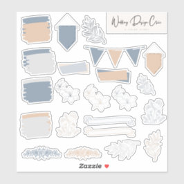 ダスティブルー&コーラルフローラスクラップブック作りジャーナル シール